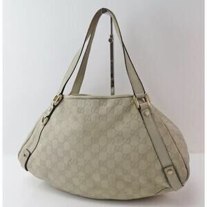 Gucci Cream Monogram Shoulder Bag with Gold Hardware